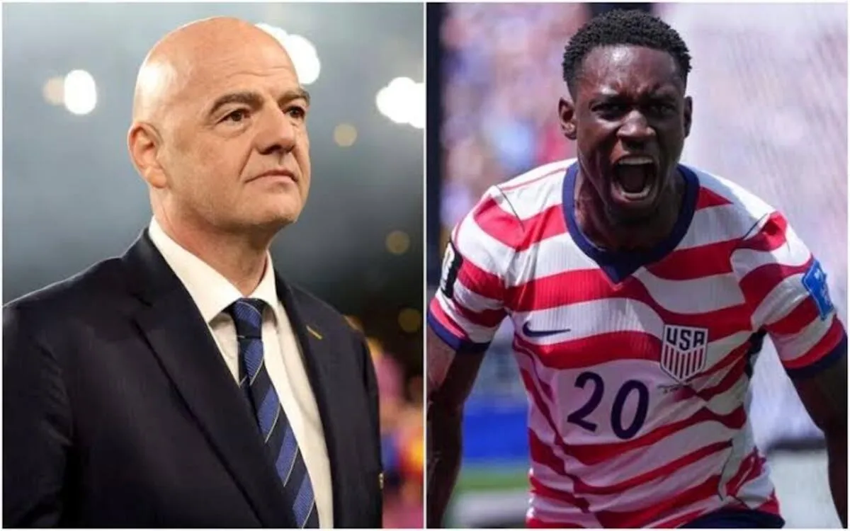 Gianni Infantino durante un evento FIFA mentre emergono dubbi sul suo ruolo nel caso Balogun.